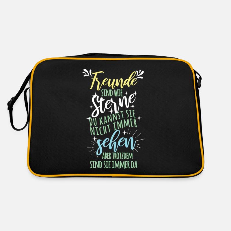 Freunde sind wie Sterne. Du kannst sie nicht immer - Retro Tasche - Schwarz/Gold