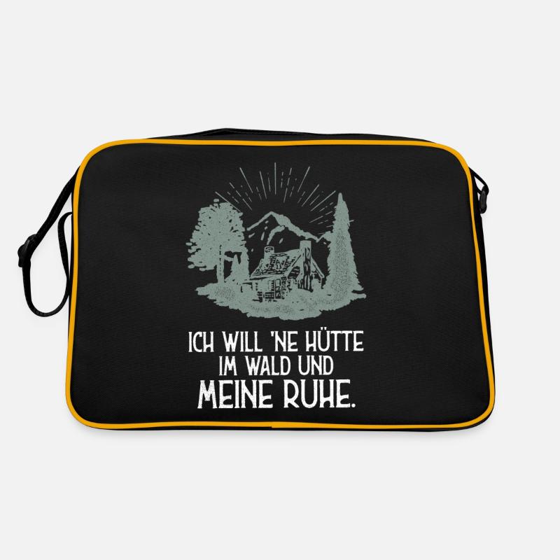 Ich hasse Menschen nervig Hütte Wald Ruhe Geschenk - Retro Tasche - Schwarz/Gold