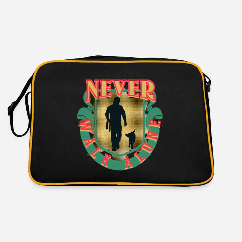 Hunde Dogwalker Never Walk Alone Geschenk Retro Tasche