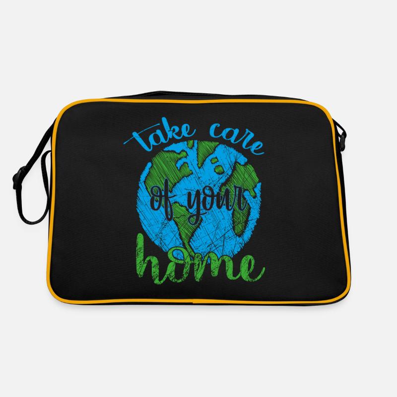 Earth Day - Tag der Erde - Retro Tasche - Schwarz/Gold