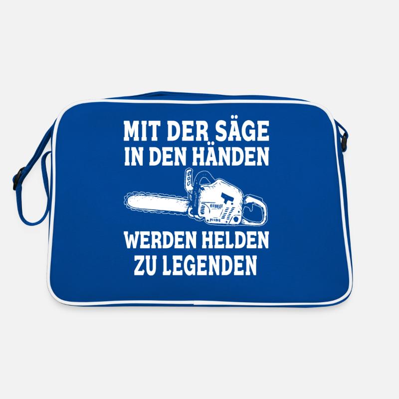 Mit der Säge in den Händen werden Helden Legenden Retro Tasche