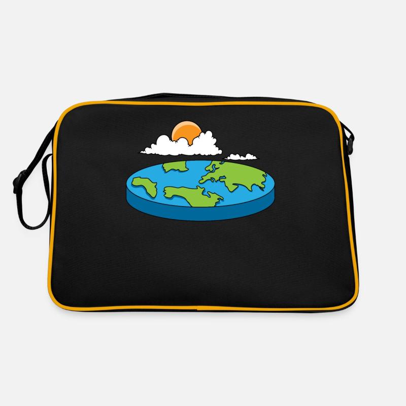 Flache Erde Welt Kugel Scheibe Planet Geschenk - Retro Tasche - Schwarz/Gold