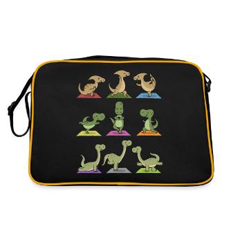 Yoga Dinosaur Meditation Yogi Namaste Gift - Retro Bag - black/gold - Back