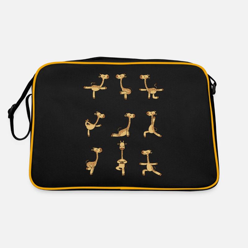 Yoga Giraffe Meditation Yogi Namaste Geschenk - Retro Tasche - Schwarz/Gold