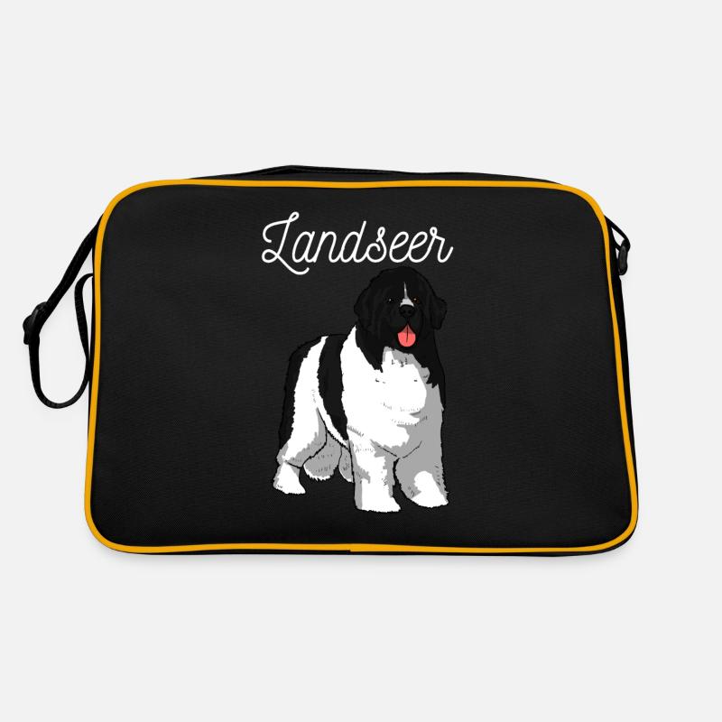 Landseer Hund Hunderasse Hund Geschenk - Retro Tasche - Schwarz/Gold