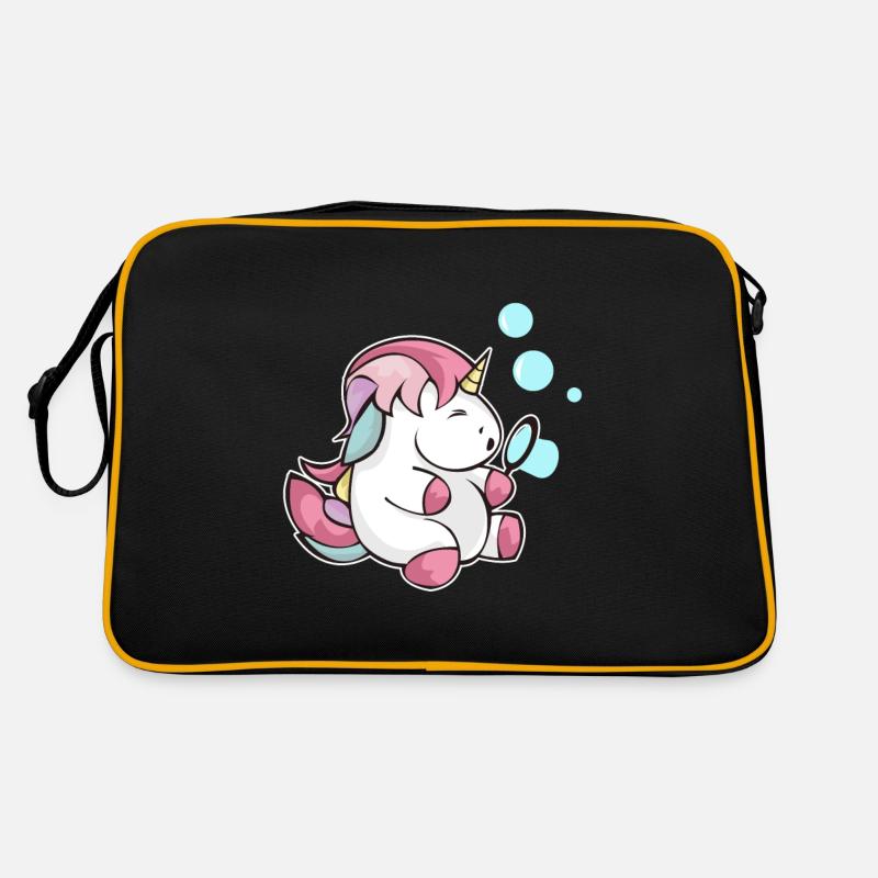 Einhorn Seifenblasen Pusten Glitzer Kind Geschenk Retro Tasche