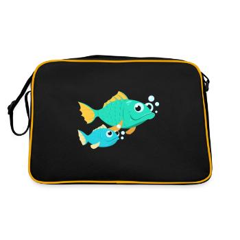 Poisson avec bébé poisson - Sac Retro - noir/or - Dos