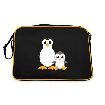 Pingouin avec bébé pingouin - Sac Retro - noir/or - Dos