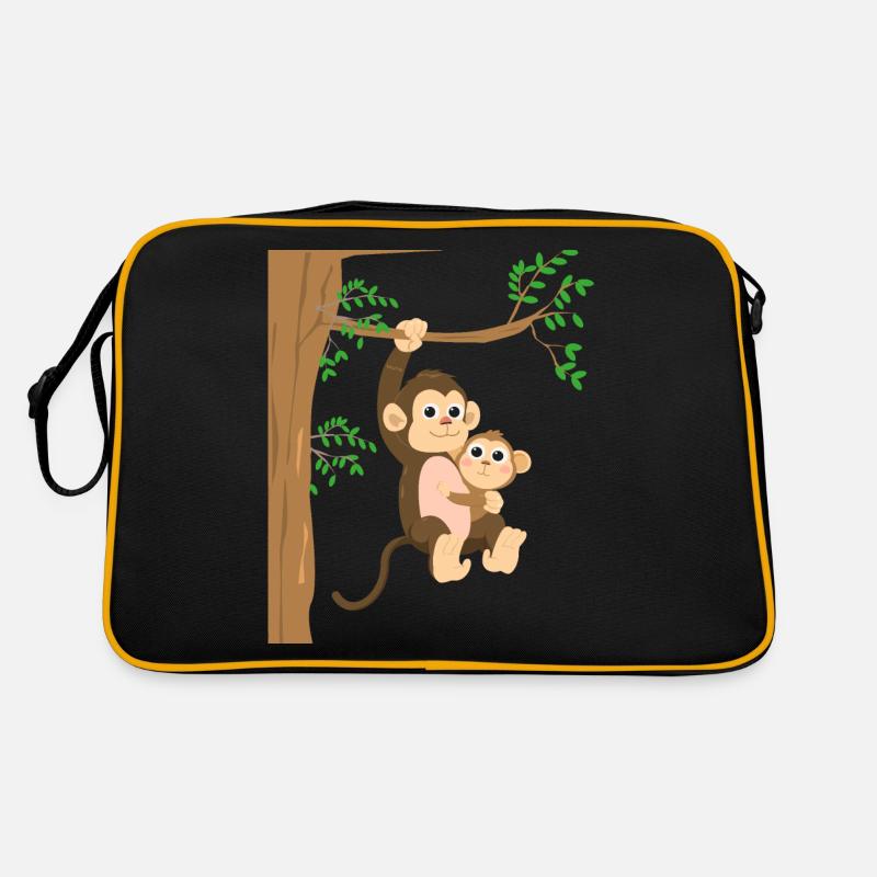 Back to the Jungle Affen Design - Retro Tasche - Schwarz/Gold