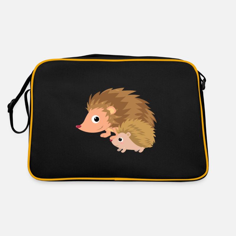 Igel mit Igelbaby Retro Tasche