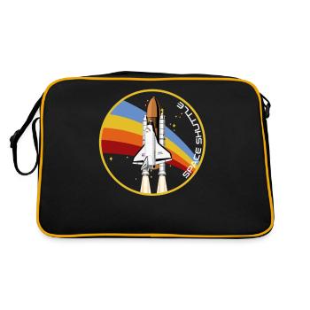 Space Shuttle Start Rakete - Retro Tasche - Schwarz/Gold - Hinten