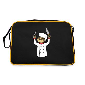 Funny sloth Chef cook Gift idea - Retro Bag - black/gold - Back