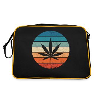 Hanf Cannabis Hanfblatt THC CBD Retro Geschenk - Retro Tasche - Schwarz/Gold - Hinten