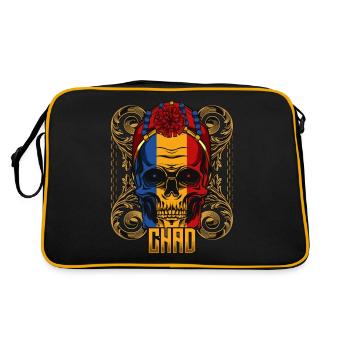 Tschadisch Totenkopf Republik Tschad Geschenkidee - Retro Tasche - Schwarz/Gold - Hinten
