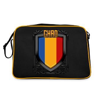 Tschadische Wappen Republik Tschad Sarh Geschenk - Retro Tasche - Schwarz/Gold - Hinten