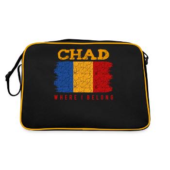 Tschad Where I Belong Statement Spruch Geschenk - Retro Tasche - Schwarz/Gold - Hinten