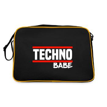 Techno Techno Babe Rave Raver Techno Festival - Retro Tasche - Schwarz/Gold - Hinten