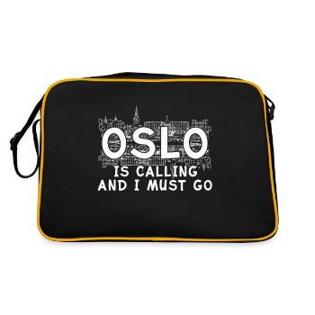 Oslo Norwegen Europa Flagge Geschenkidee Norway - Retro Tasche - Schwarz/Gold - Hinten