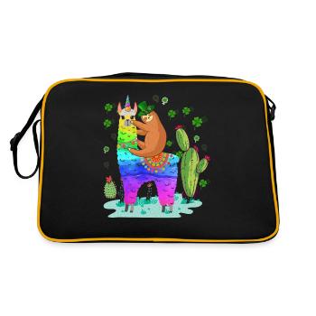 Sloth Riding Llama St - Retro Tasche - Schwarz/Gold - Hinten