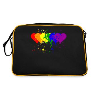 LGBT Colorful Heart Symbol Lesbian Gay Bi Gift - Retro Bag - black/gold - Back
