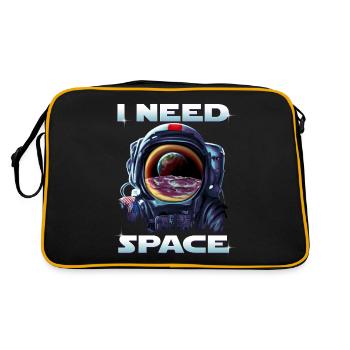 I need Space Astronaut on Moon with Earth - Retro Bag - black/gold - Back