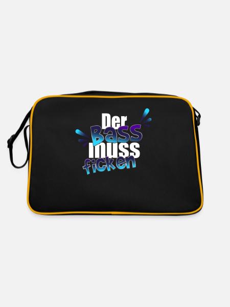 cooles Bass Festival Techno Rave Geschenk - Retro Tasche - Schwarz/Gold - Hinten