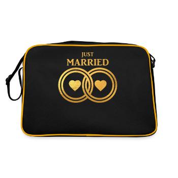 Just Married - Wedding Shirts - Retro Tasche - Schwarz/Gold - Hinten