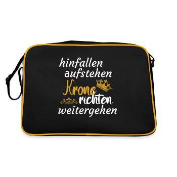 Hinfallen aufstehen krone richten weitergehen - Retro Tasche - Schwarz/Gold - Hinten