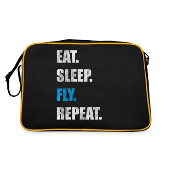 Eat Sleep Fly Repeat - Retro Tasche - Schwarz/Gold - Hinten