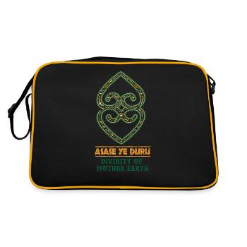 Black History Asase Ye Duru Divinity Symbol print - Sac Retro - noir/or - Dos