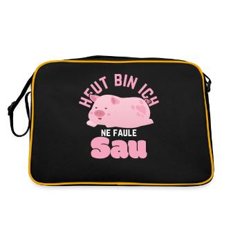 Pig T-Shirt Today I'm a lazy sow - Retro Bag - black/gold - Back