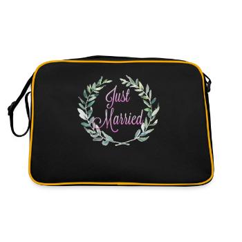 Just married - Retro Tasche - Schwarz/Gold - Hinten