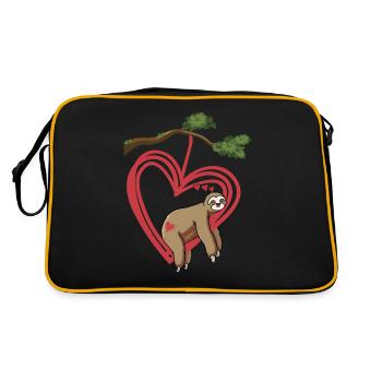 Sloth Valentines T Shirt Mädchen Frauen Sloths - Retro Tasche - Schwarz/Gold - Hinten