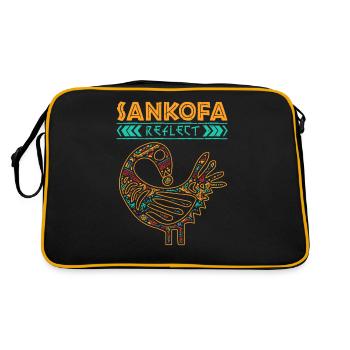 Black History Sankofa African Bird Symbol design - Retro Bag - black/gold - Back