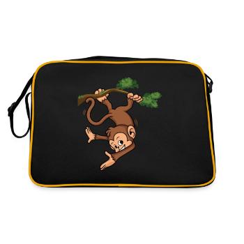 Dawing Monkey T-Shirt Funny Swipe Gif - Retro Bag - black/gold - Back