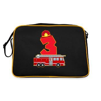 3rd Birthday Fireman Firefighter Fire Truck Gift - Retro Bag - black/gold - Back