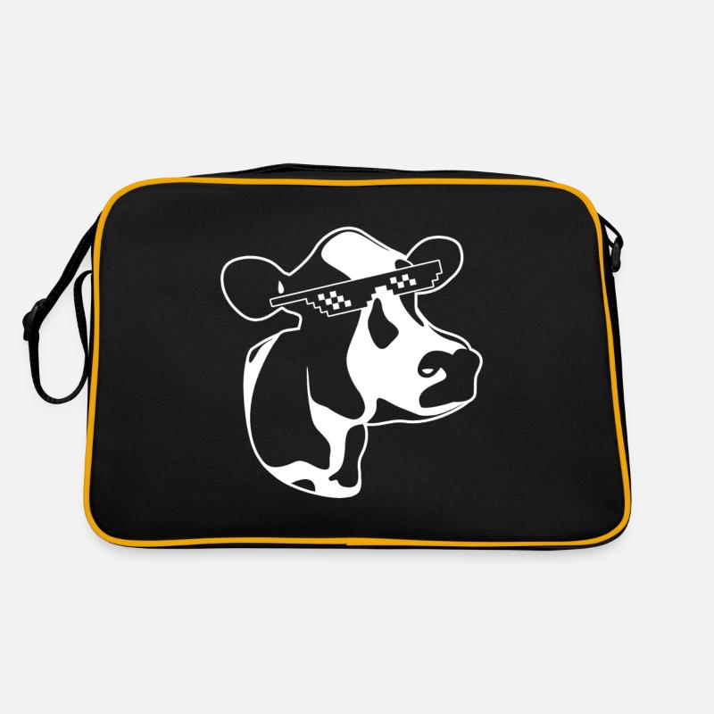 Kuh Sonnenbrille Brille Cool Meme Kinder - Retro Tasche - Schwarz/Gold