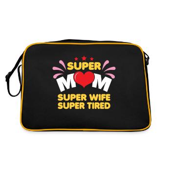 Mutter Ehefrau - Super Mutti Super Erschöpft - Retro Tasche - Schwarz/Gold - Hinten