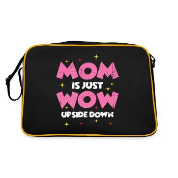 Muttertag Geschenkidee MoM bedeuted Wow - Retro Tasche - Schwarz/Gold - Hinten