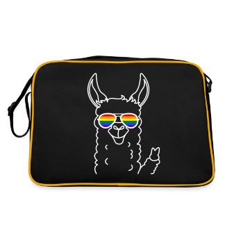 Gay Pride Lama mit Regenbogen Sonnenbrille - Retro Tasche - Schwarz/Gold - Hinten