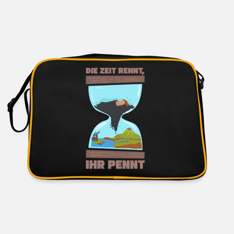 Klimawandel Umweltschutz Naturschutz Geschenk - Retro Tasche - Schwarz/Gold