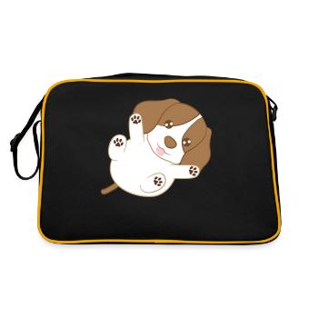 Beagle - Beagles - Pfoten - Welpe - Retro Tasche - Schwarz/Gold - Hinten