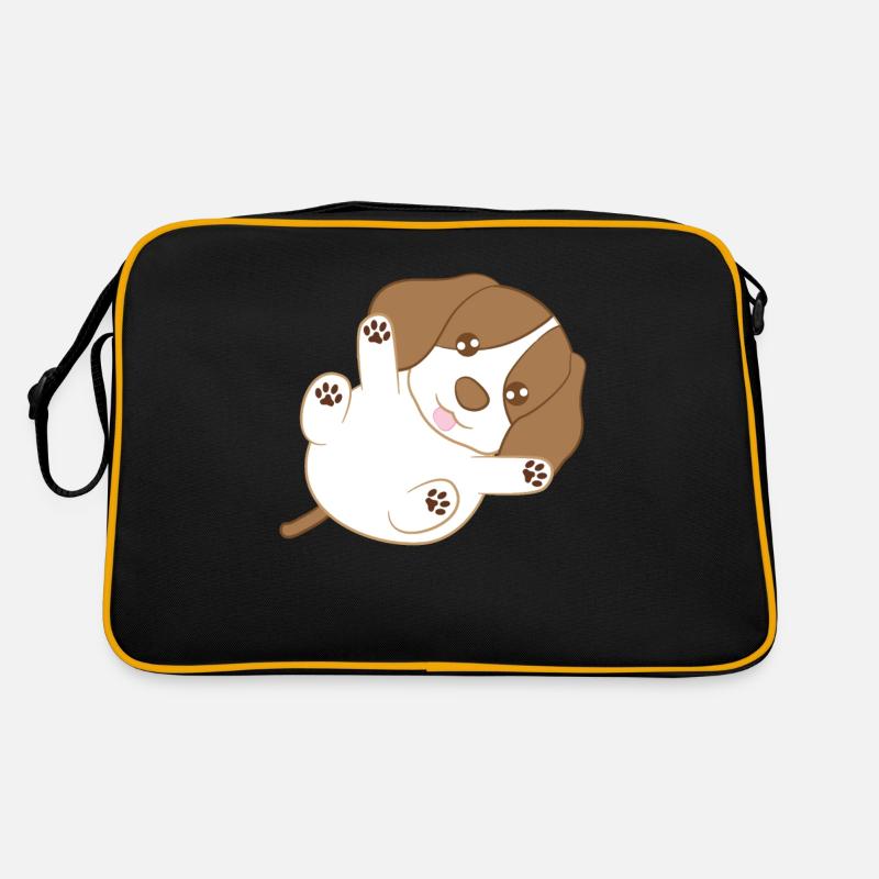 Beagle - Beagles - Pfoten - Welpe - Retro Tasche - Schwarz/Gold