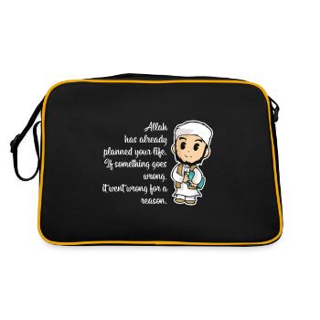 Islam Quran Sure Quote Allah Prayer Muslim Gift - Retro Bag - black/gold - Back