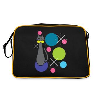 Retro Style Atomic Era Mid Century Cool Cat - Sac Retro - noir/or - Dos