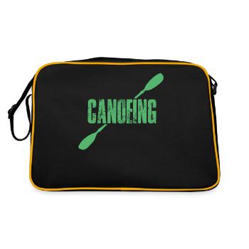 Kanu Kanute Kanufahrer Kanusport Kanutin - Retro Tasche - Schwarz/Gold - Hinten