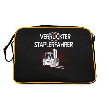 Verrückter Staplerfahrer Gabelstapler - Retro Tasche - Schwarz/Gold - Hinten