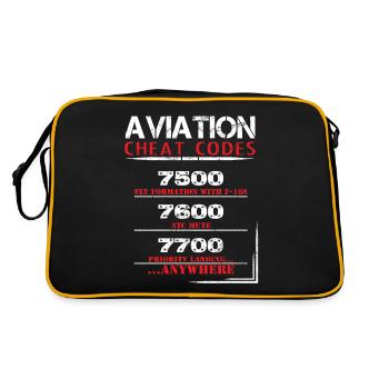 Aviation cheat codes - Funny Tshirt for pilots - Retro Bag - black/gold - Back