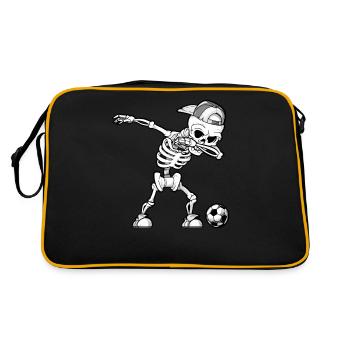 DAB SKELETT Fussball I Dabbing Cool Sport Shirt - Retro Tasche - Schwarz/Gold - Hinten