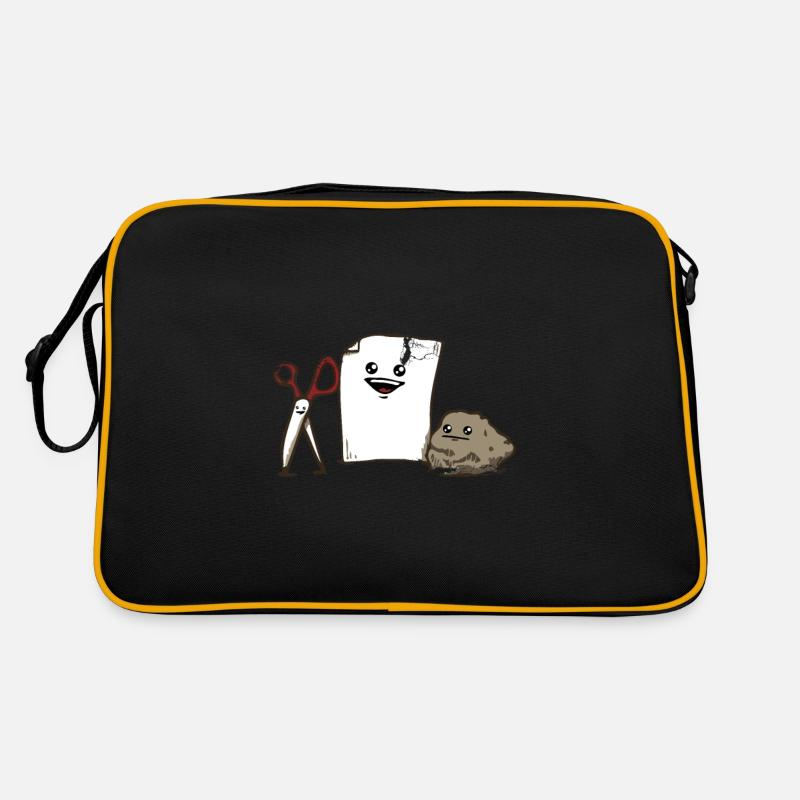 Schere Stein Papier Geek Geschenkidee Männer - Retro Tasche - Schwarz/Gold